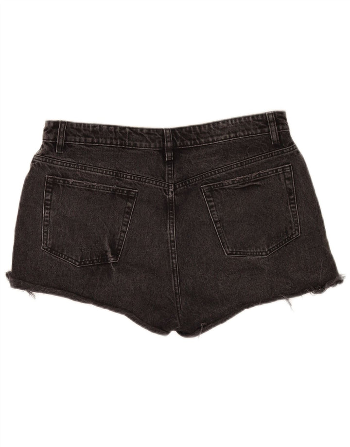 Zara Womens Distressed Denim Shorts EU 44 XL W34 Black