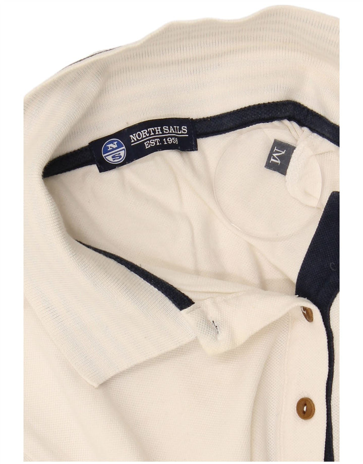 NORTH SAILS Womens Graphic Polo Shirt UK 12 Medium White Cotton