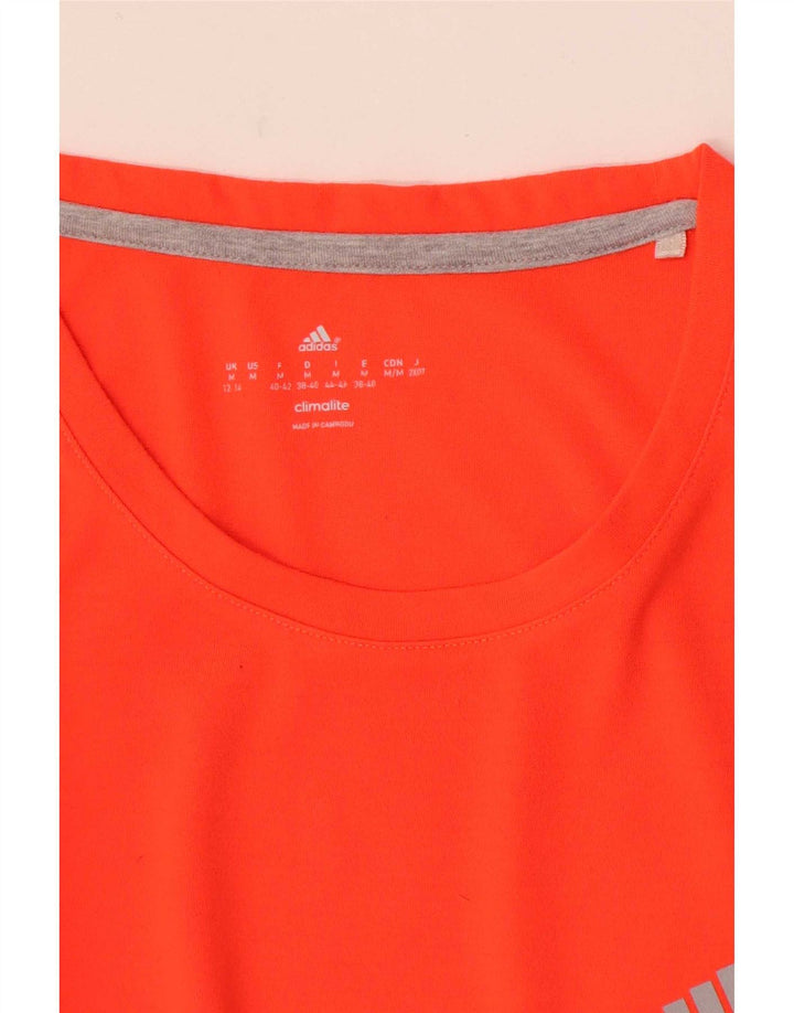 Adidas Womens Climalite T-Shirt Top UK 12/14 Medium Orange