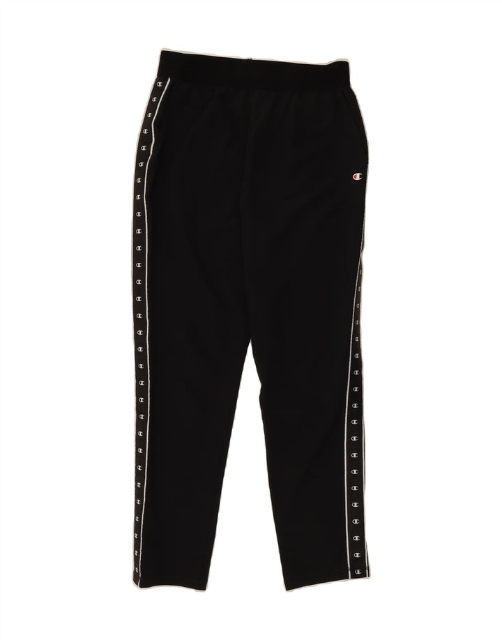 CHAMPION Womens Graphic Tracksuit Trousers UK 12 Medium  Black Polyester Vintage Champion and Second-Hand Champion from Messina Hembry 