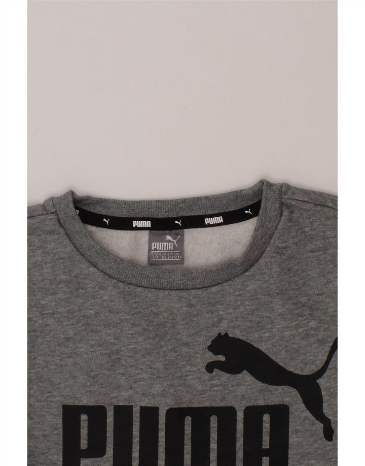 PUMA Girls Graphic Sweatshirt Jumper 11-12 Years Grey Cotton Vintage Puma and Second-Hand Puma from Messina Hembry 
