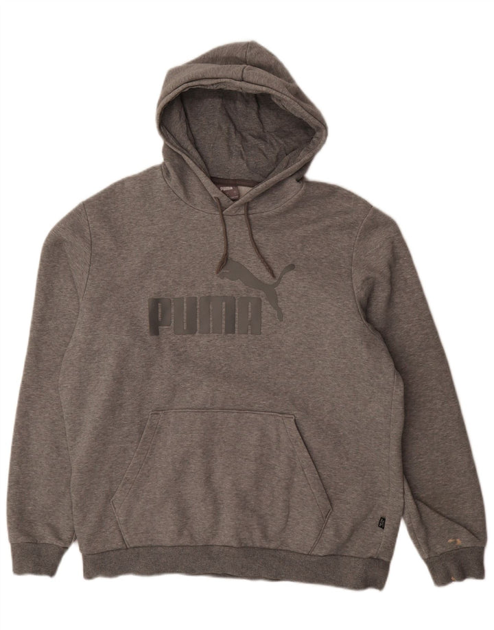 Puma Mens Graphic Hoodie Jumper Large Grey Cotton