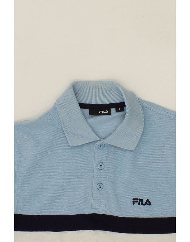FILA Mens Polo Shirt Small Blue Striped Cotton Vintage Fila and Second-Hand Fila from Messina Hembry 