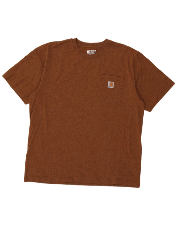 Carhartt Mens Loose Fit T-Shirt Top Large Brown Flecked Cotton