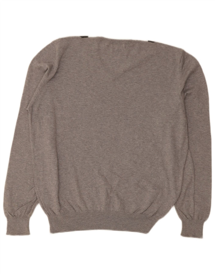 Męski sweter Brooksfield z dekoltem w szpic IT 50 Średni szary Argyle/Diament