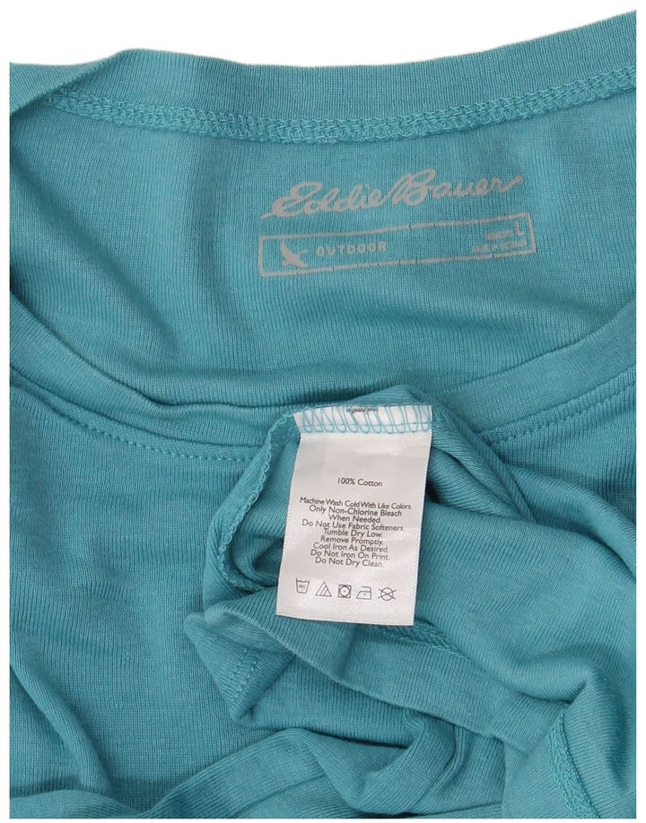 Eddie Bauer Womens Top Long Sleeve UK 14 Large Blue Cotton