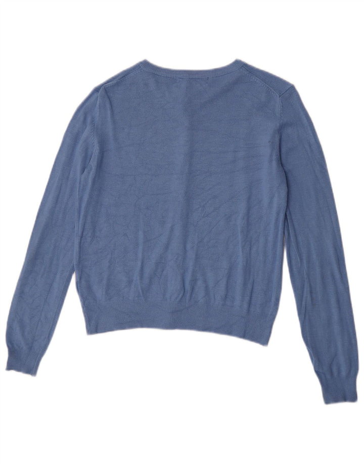 Marks & Spencer Womens Crop Cardigan Sweater UK 10 Small Blue Viscose