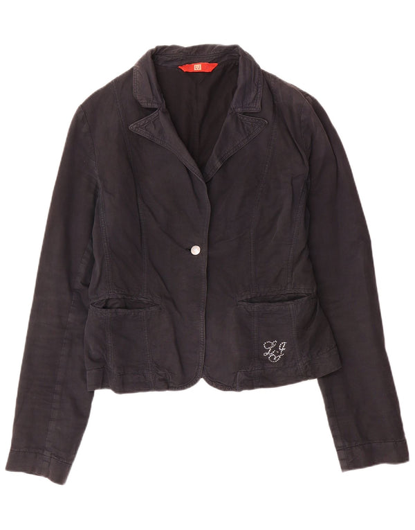 Liu Jo Dame 1 Knap Blazer Jakke IT 46 Stor Marineblå Bomuld