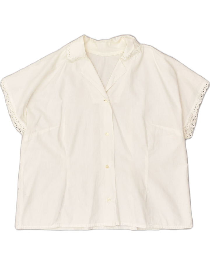 VINTAGE Womens Short Sleeve Shirt UK 22 3XL White | Vintage Vintage | Thrift | Second-Hand Vintage | Used Clothing | Messina Hembry 