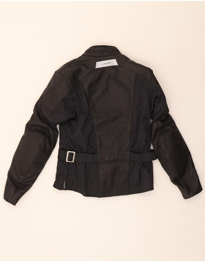 FLM Womens Leather Racer Jacket EU 36 Small Black Colourblock Leather Vintage FLM and Second-Hand FLM from Messina Hembry 