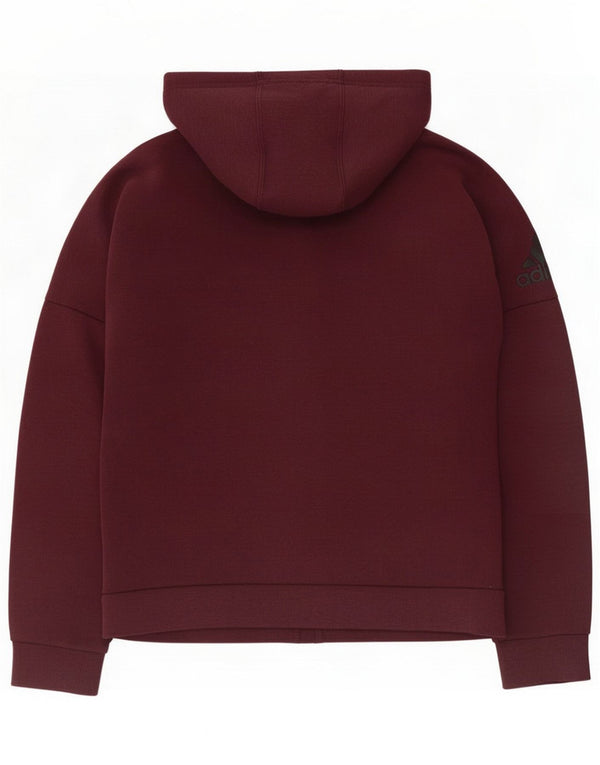 Damski sweter z kapturem i zamkiem Adidas UK 10 Small Burgundy Cotton
