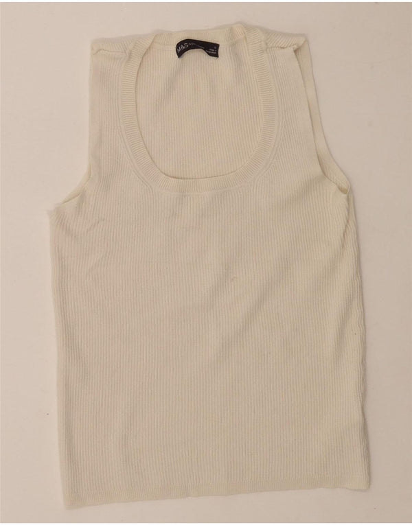 Marks & Spencer Womens Crop Vest Tank Top UK 12 Medium White Viscose