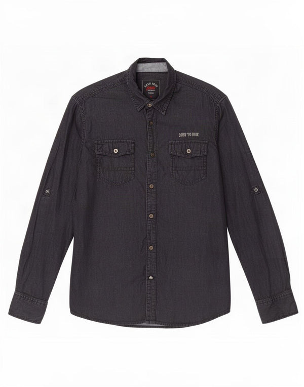 Hard Rock Cafe Mens Guitar Company Denim Shirt Medium Black Cotton
