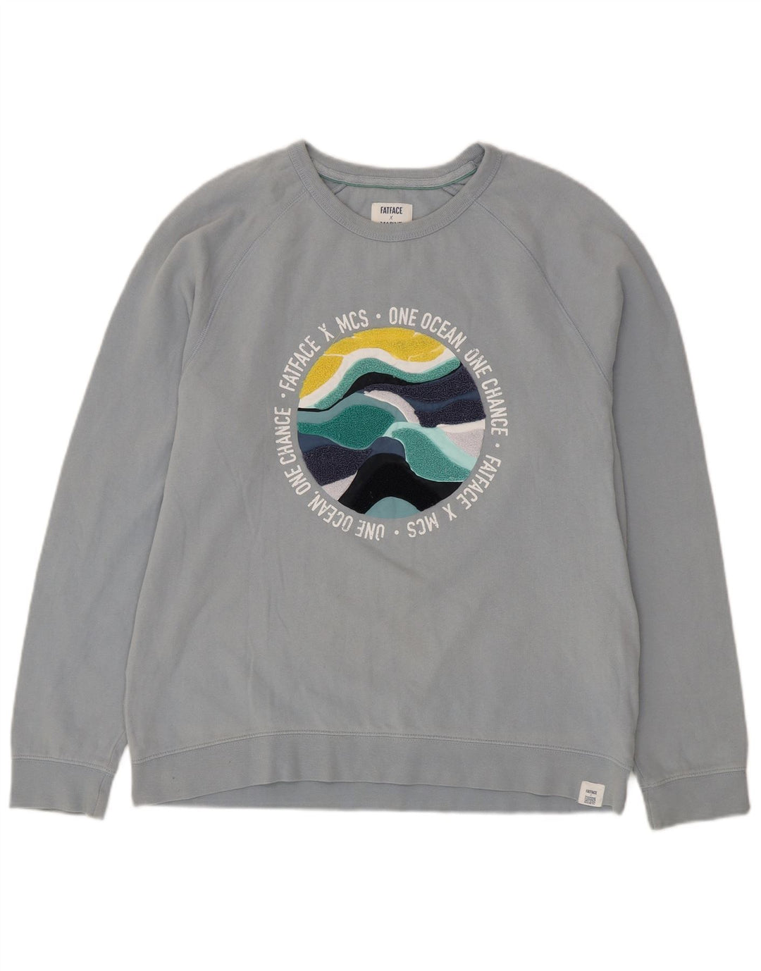 Fat Face Herre Grafisk Sweatshirt Jumper Medium Blå Bomuld