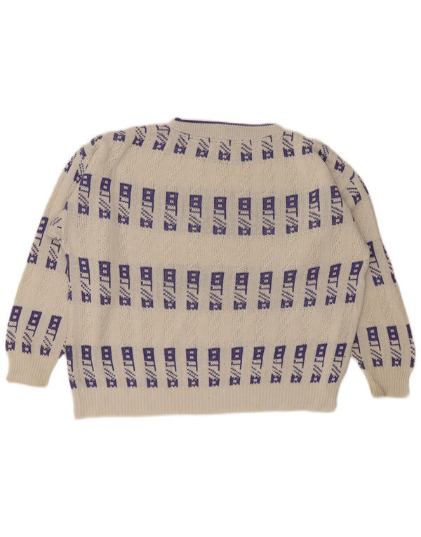 Eisbar Mens Crew Neck Jumper Sweater XL White Geometric