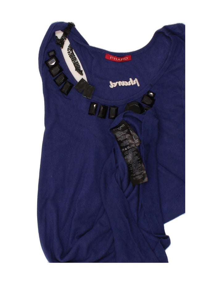 PHARD Womens Vest Top UK 14 Large Navy Blue Viscose Vintage Phard and Second-Hand Phard from Messina Hembry 