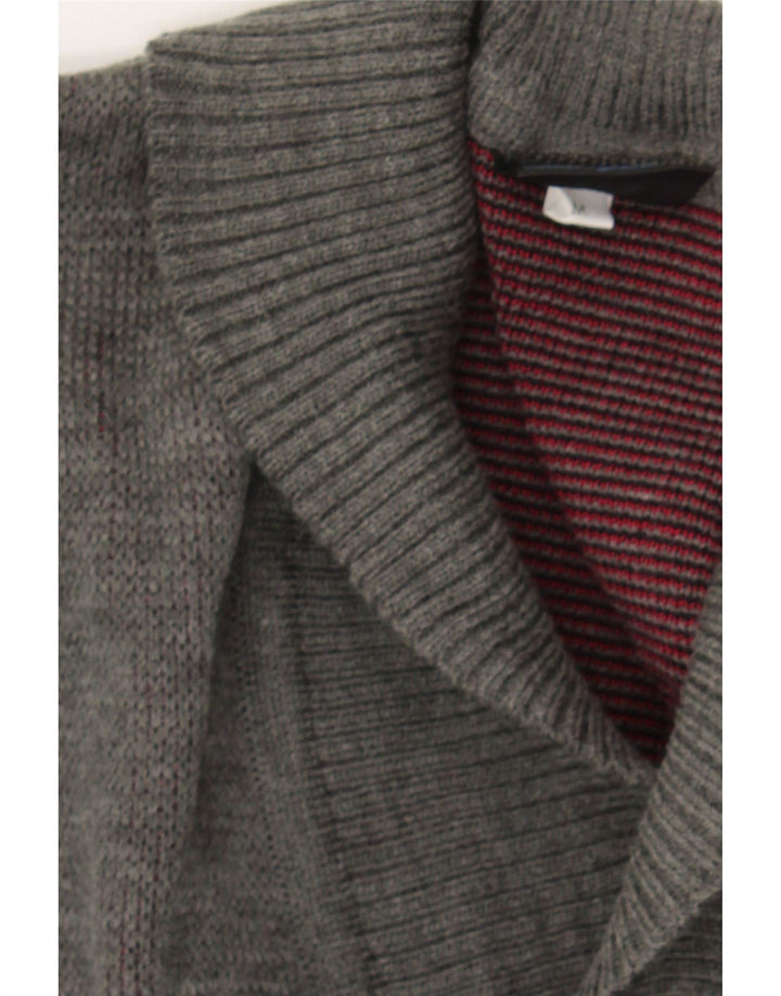 APART Mens Shawl Neck Jumper Sweater Medium Grey Fair Isle Acrylic Vintage Apart and Second-Hand Apart from Messina Hembry 