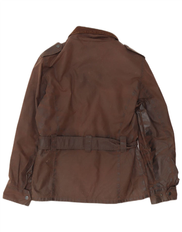 Crane Womens Military Oversized Waxed Jacket UK 10 Small Brown