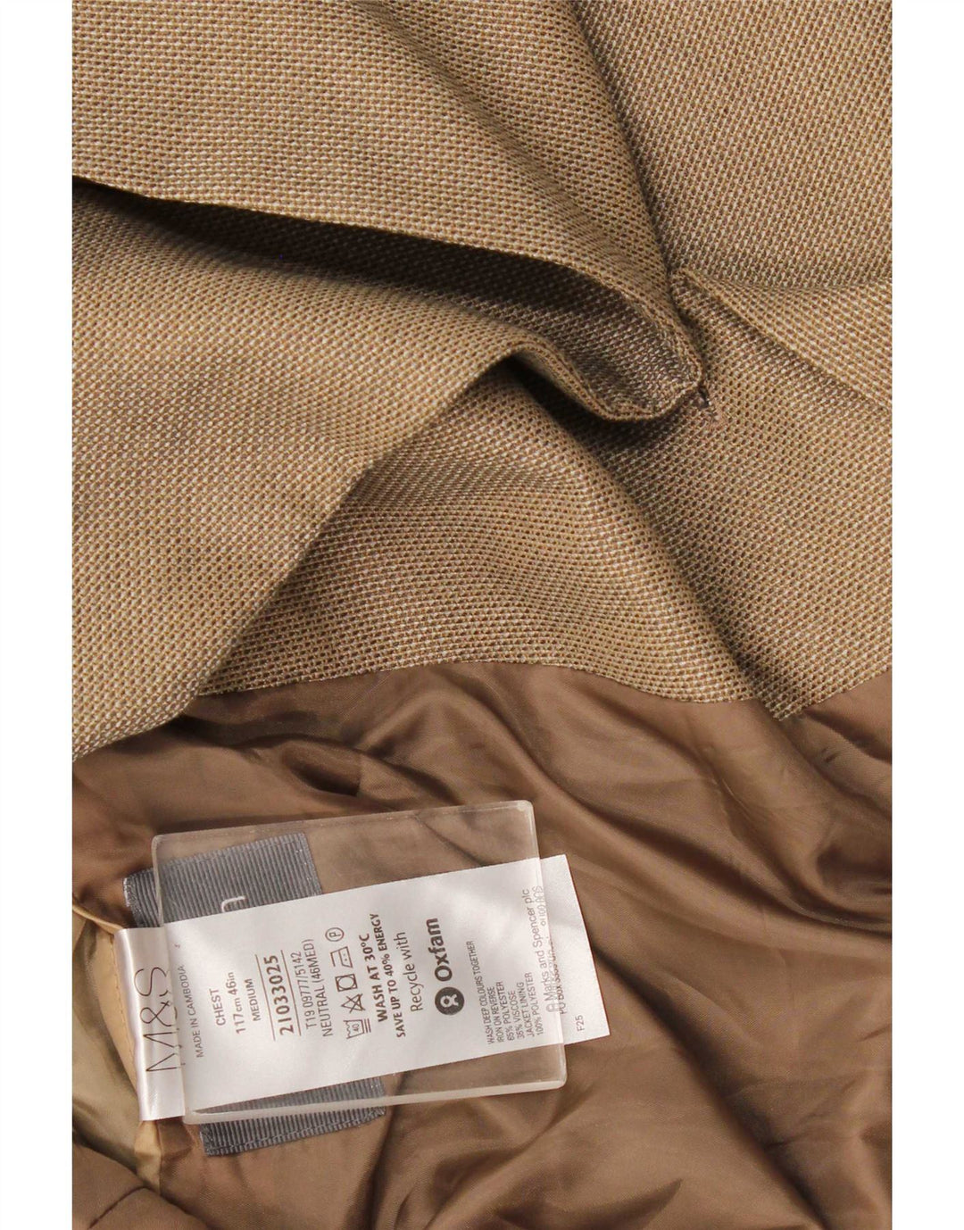 Marks & Spencer Veste blazer à 2 boutons pour homme UK 46 XL Beige Polyester