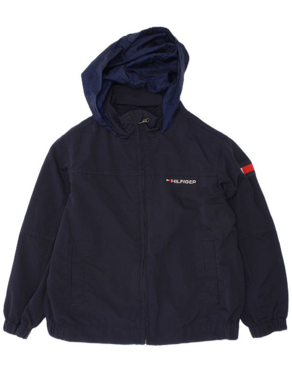 TOMMY HILFIGER Regnjakke med hætte til drenge 4-5 år XS Marineblå Colourblock