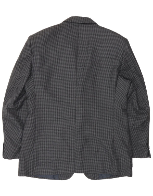 Farah Mens 2 Button Blazer Jacket UK 40 Large Navy Blue Houndstooth Wool