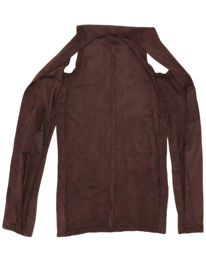 Zara Womens Longline Sleeveless Cardigan Top UK 12 Medium Brown