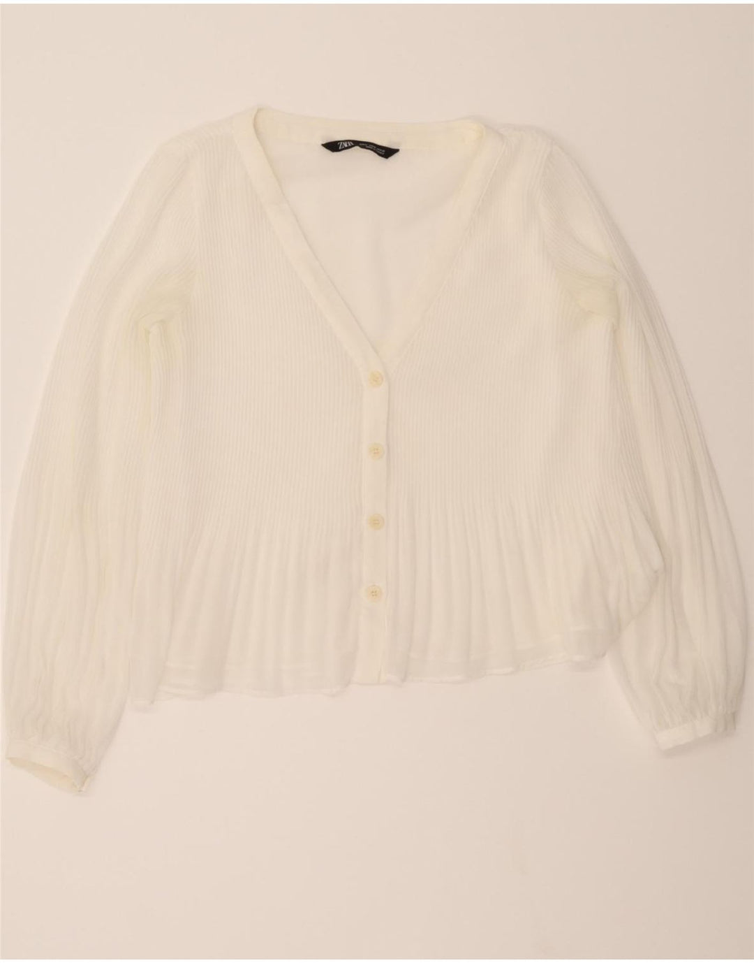 ZARA Womens Shirt Blouse UK 14 Medium White Polyester Vintage Zara and Second-Hand Zara from Messina Hembry 