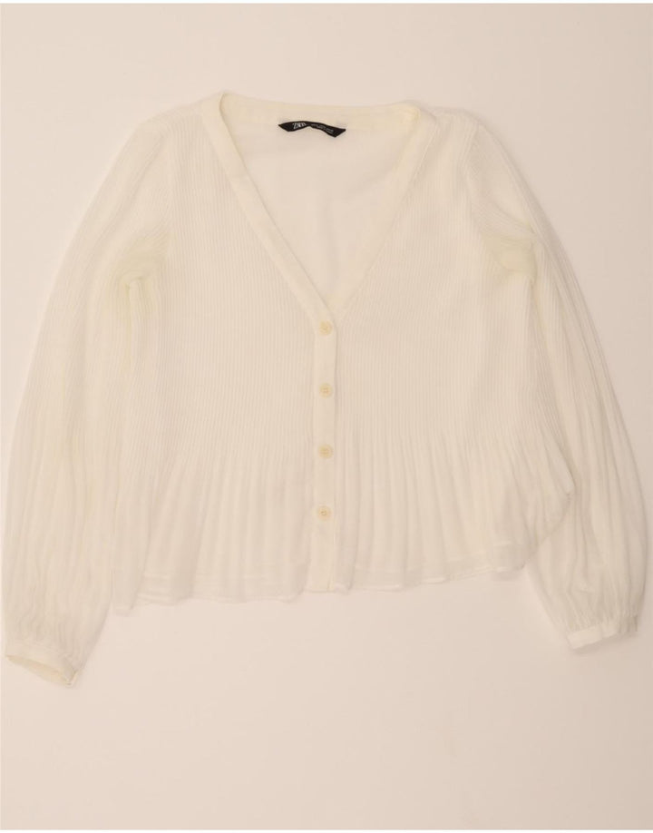 ZARA Womens Shirt Blouse UK 14 Medium White Polyester Vintage Zara and Second-Hand Zara from Messina Hembry 
