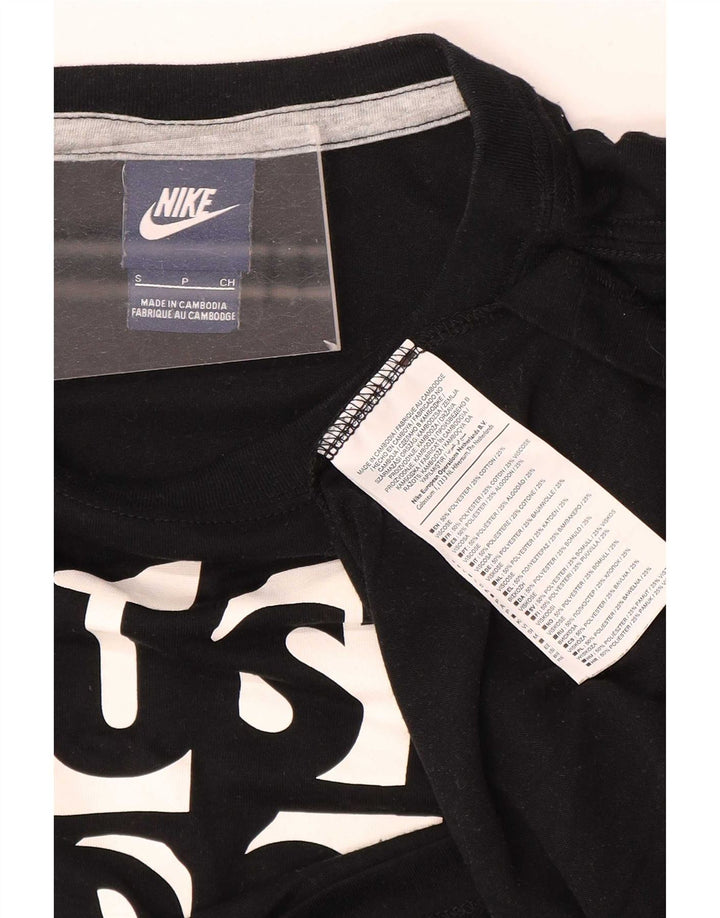 Nike Damen Crop Oversize Graphic T-Shirt Top UK 10 Small Schwarz Polyester