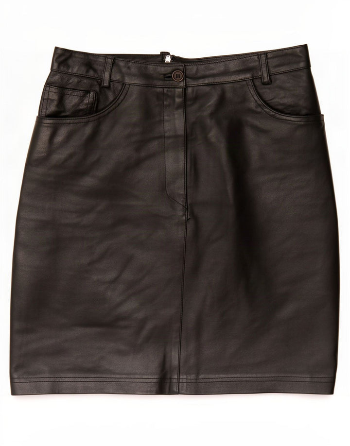 Vintage Womens Leather Skirt Medium W28 Black