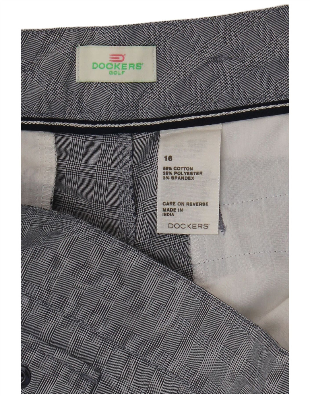 DOCKERS Womens Cargo Shorts US 16 2XL W38 Blue Check Cotton