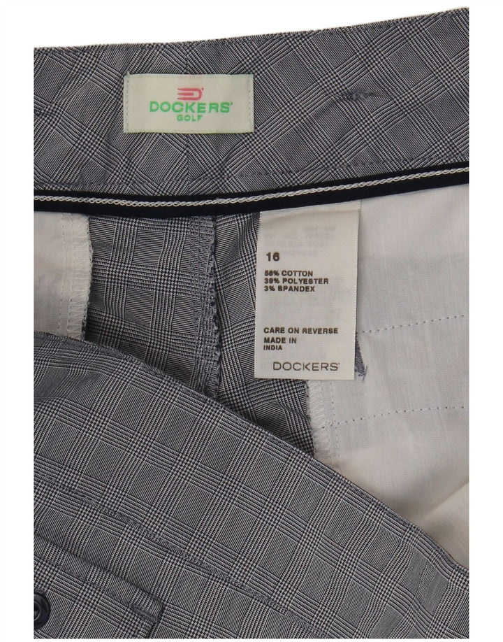 DOCKERS Womens Cargo Shorts US 16 2XL W38 Blue Check Cotton