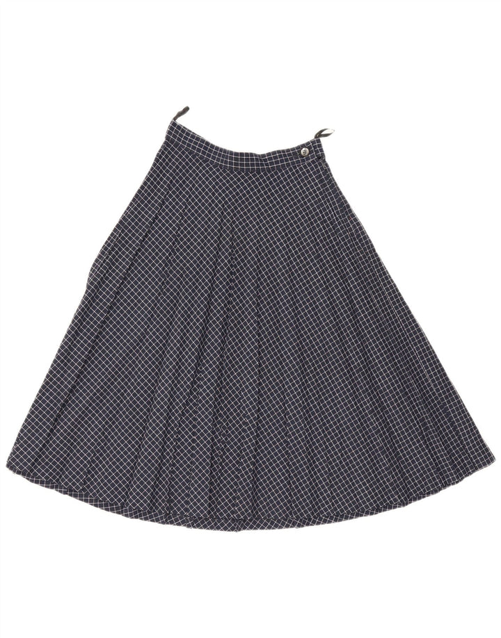 Vintage Womens A-Line Skirt W25 XS Navy Blue Check
