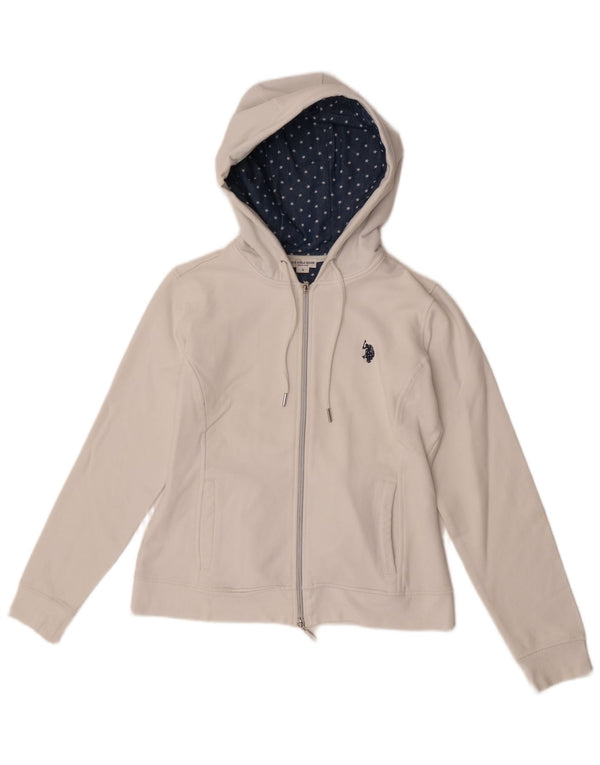 Asociación de Polo de EE. UU. Suéter con capucha y cremallera para mujer UK 10 Small White Cotton