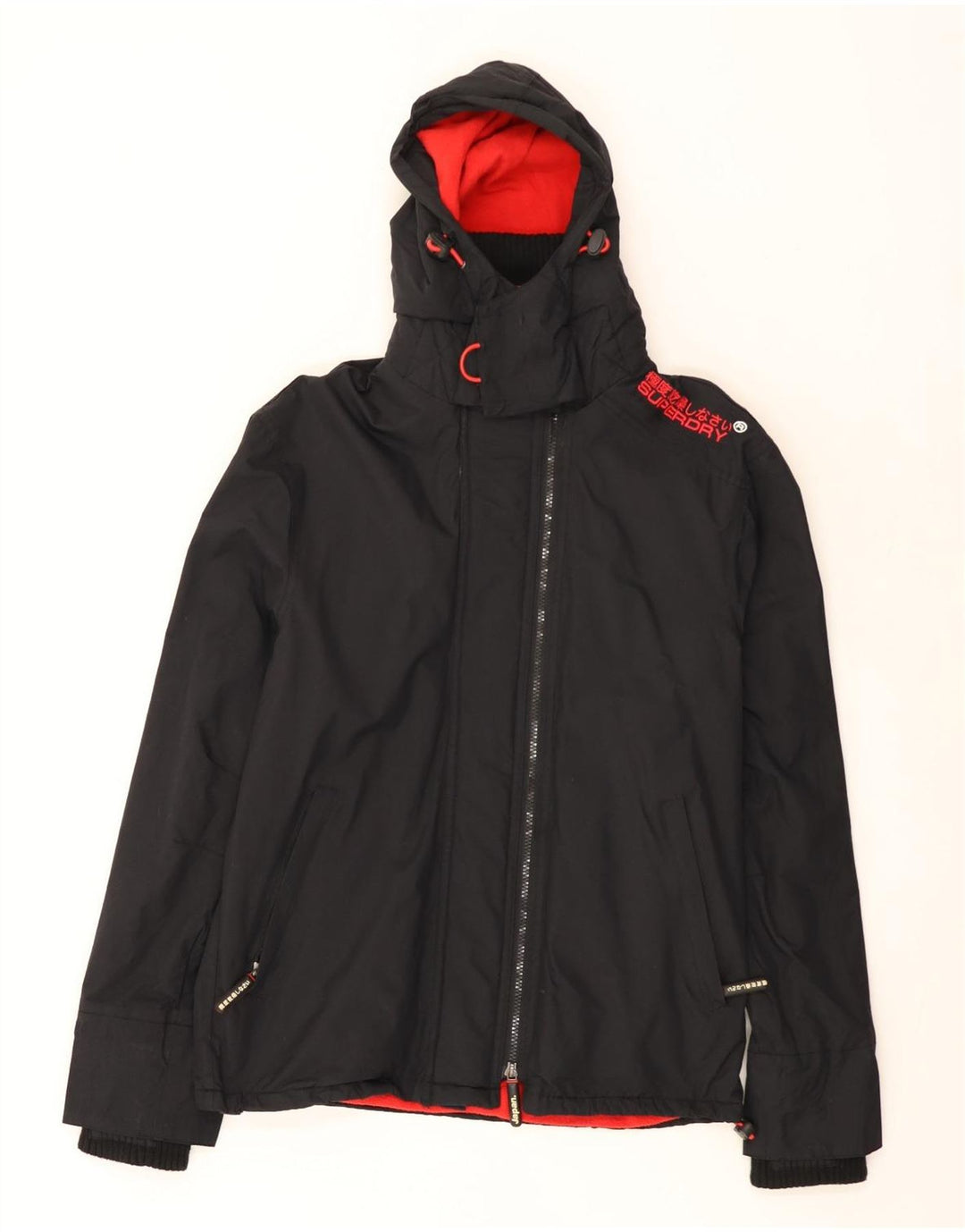 Superdry Womens Graphic Windbreaker Jacket UK 14 Medium Black