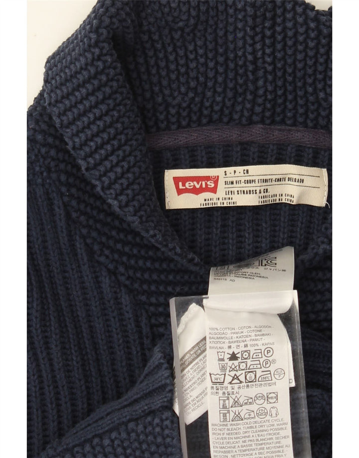 Levi's Mens Slim Fit Cardigan Sweater Small Navy Blue Cotton