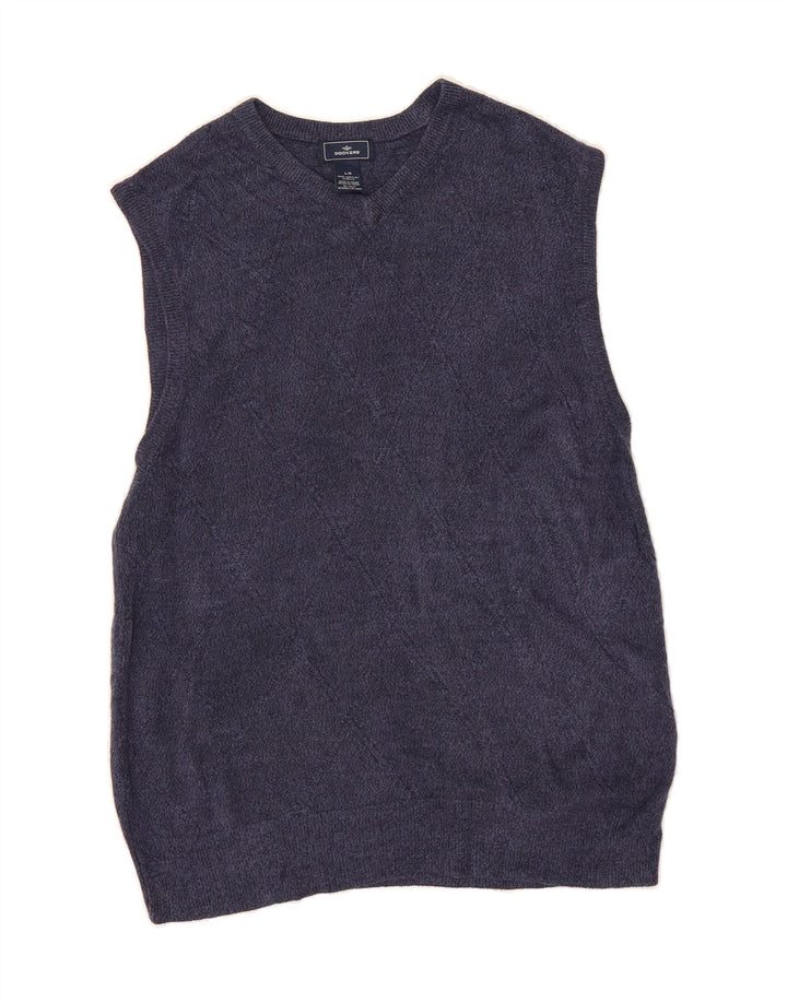 DOCKERS Mens Vest Tank Top Large Navy Blue Argyle/Diamond Acrylic Vintage Dockers and Second-Hand Dockers from Messina Hembry 