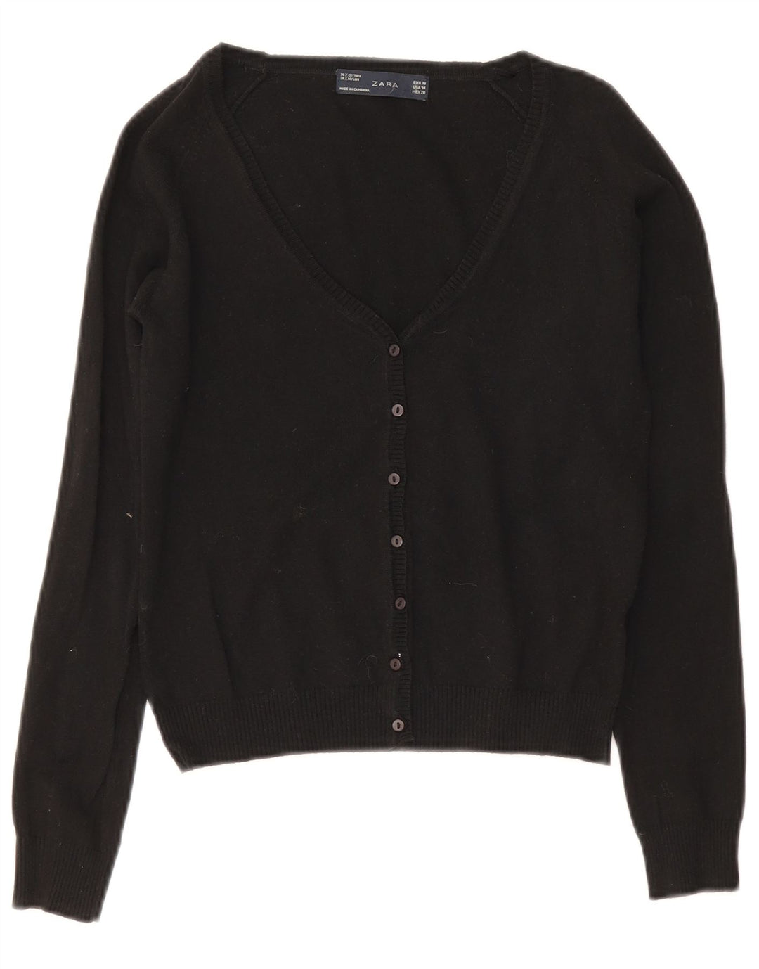 Zara Womens Bolero Jumper UK 12 Medium Black Cotton