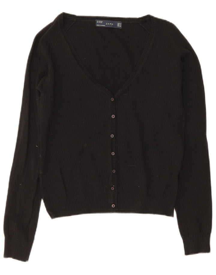 Zara Womens Bolero Jumper UK 12 Medium Black Cotton