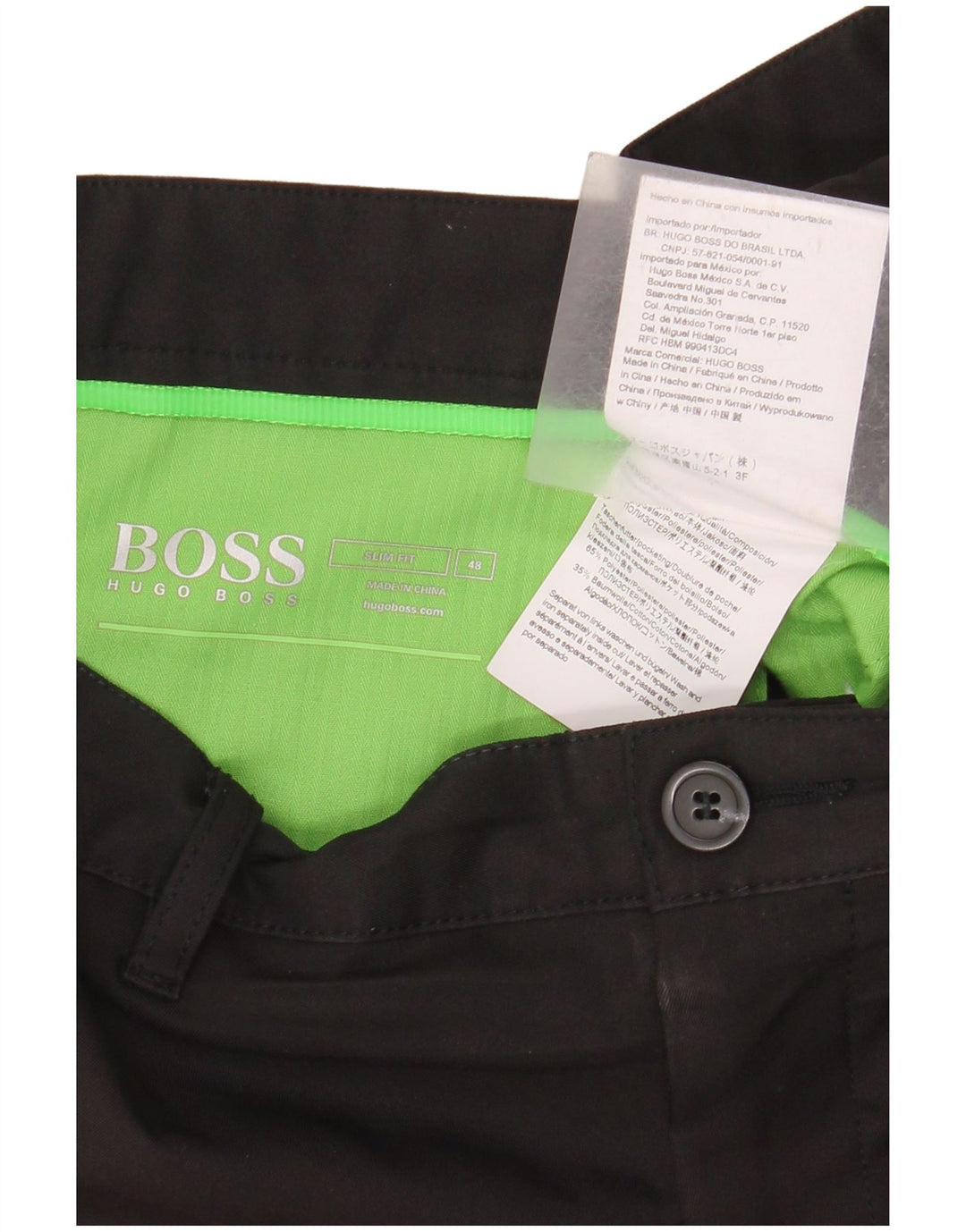 Hugo Boss Mens Slim Fit Chino Trousers IT 48 Medium W34 L32 Black Polyester