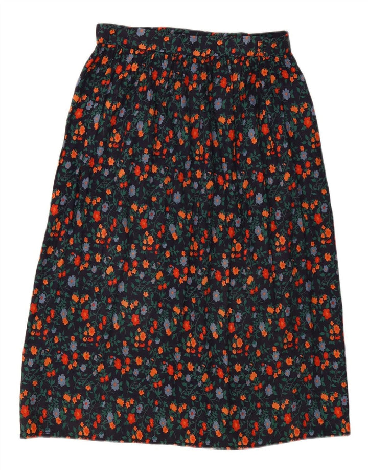 VINTAGE Womens A-Line Skirt W30 Medium  Navy Blue Floral