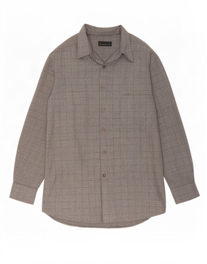 Camicia alta da uomo Massimo Dutti taglia 42 grande viscosa a quadri grigi