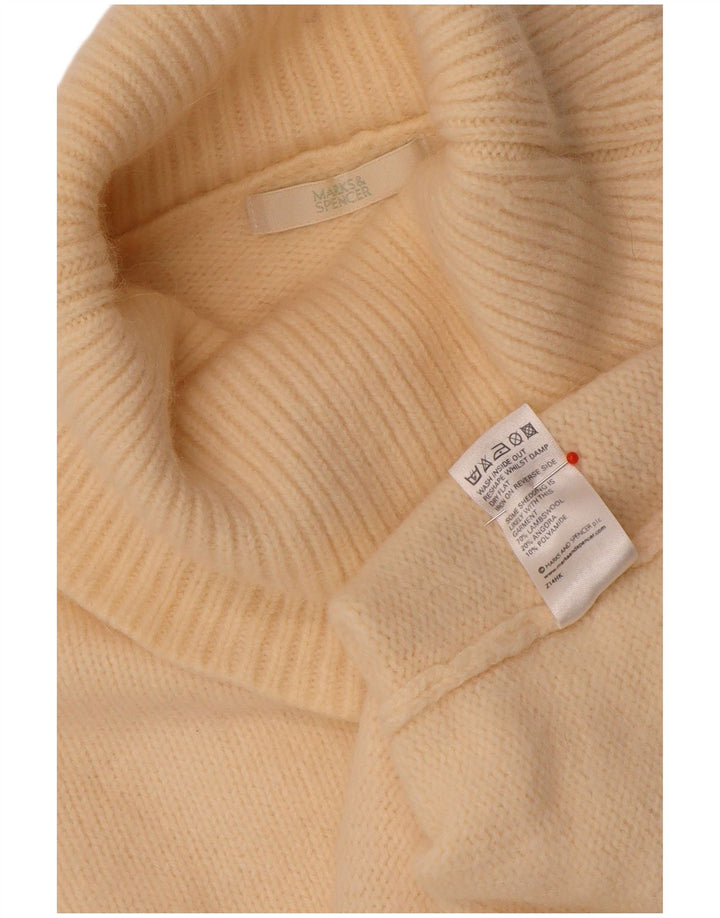 Marks & Spencer Rollkragenpullover für Damen, UK 12, Mittelbeige mit Blumenmuster