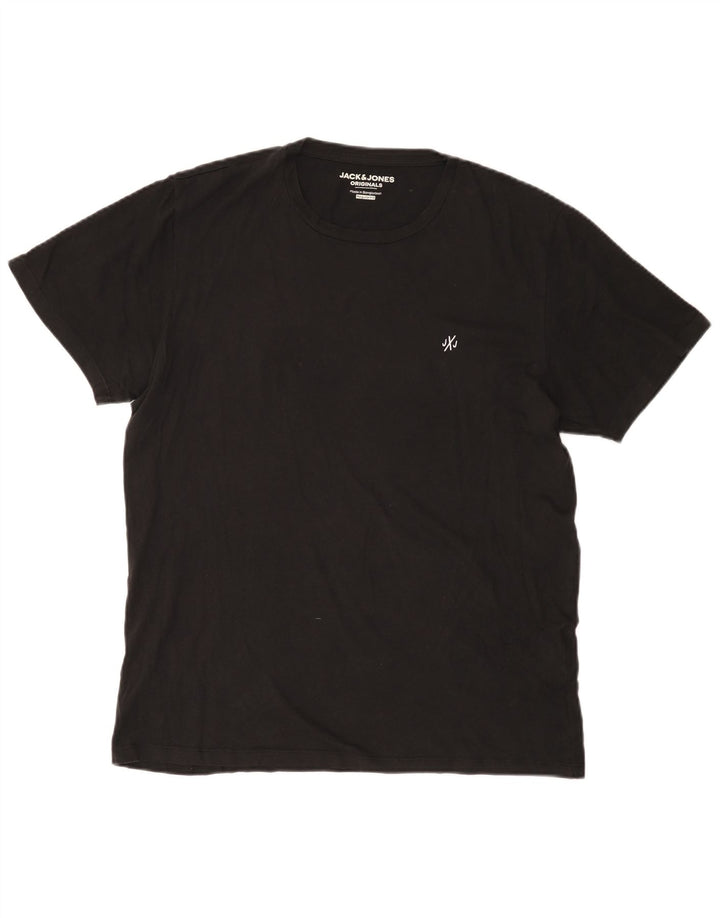 Jack & Jones Mens Regular Fit T-Shirt Top Large Black Cotton