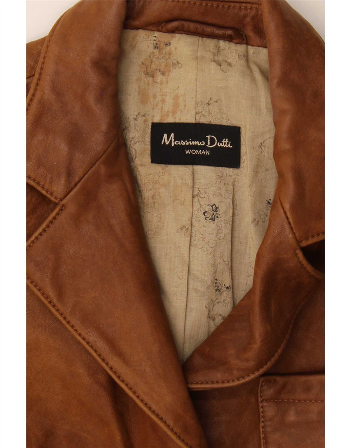 Massimo Dutti Veste blazer en cuir à 3 boutons pour femme UK 8 Small Marron