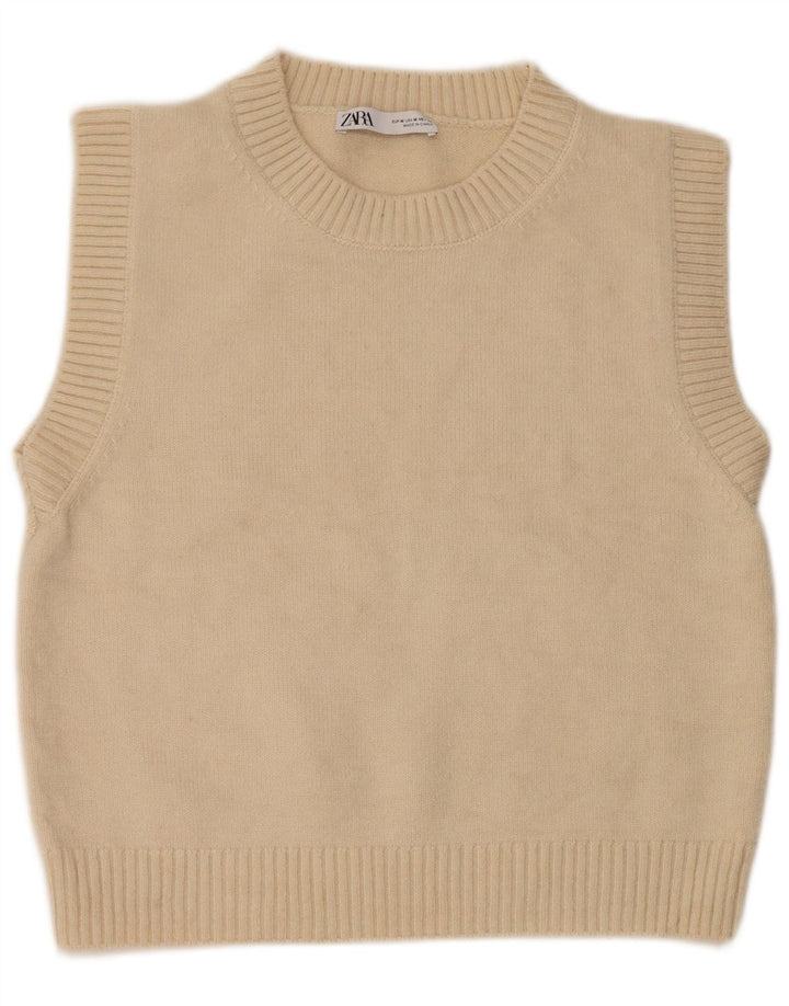 Zara Womens Vest Tank Top UK 14 Medium White Acrylic