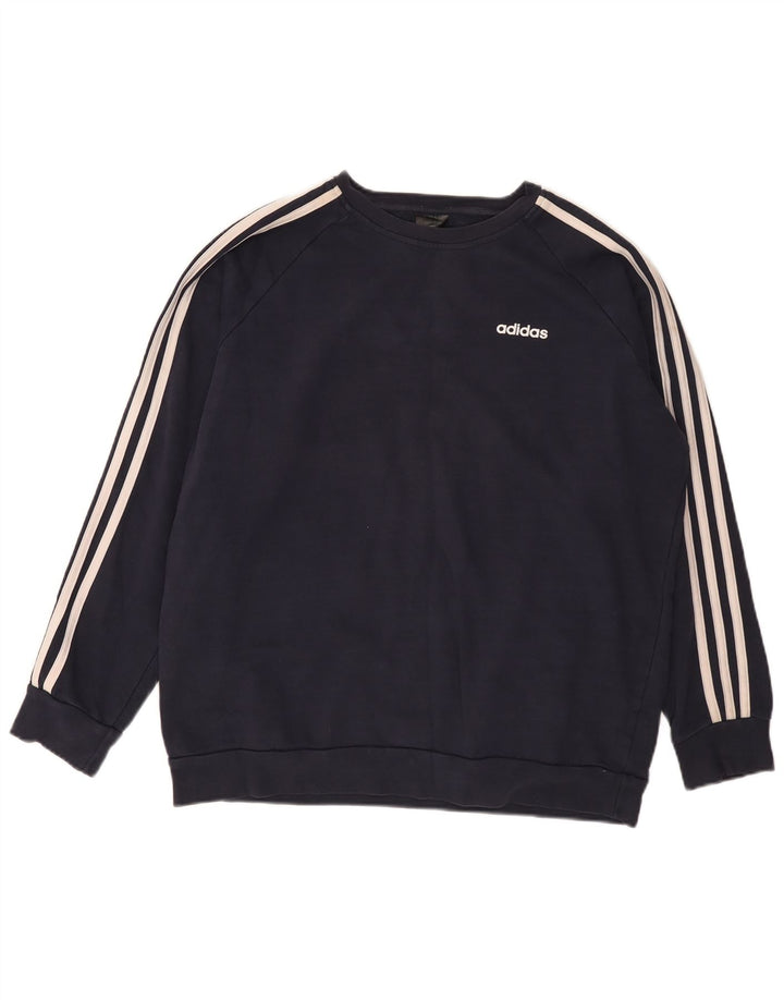 Adidas Pull surdimensionné pour femme UK 12/14 Bleu marine moyen en coton