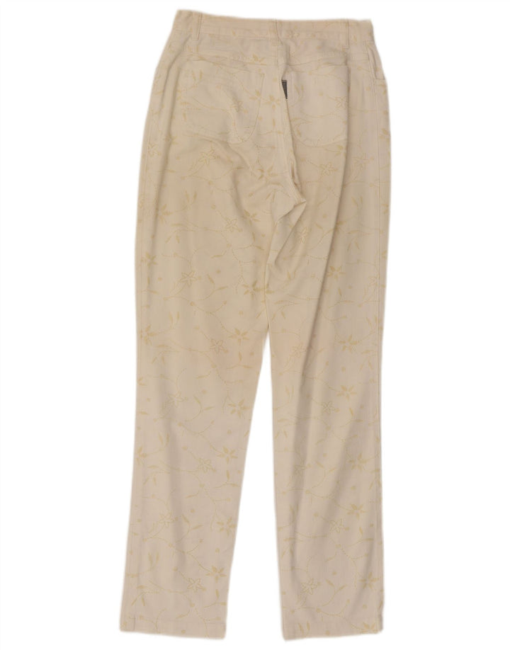 Fendissime Damen-Hose in regulärer Passform, W27, L29, Weiß, Blumenmuster, klassisch