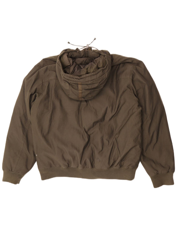 Adidas Mens Hooded Padded Jacket UK 40 Large Khaki Nylon