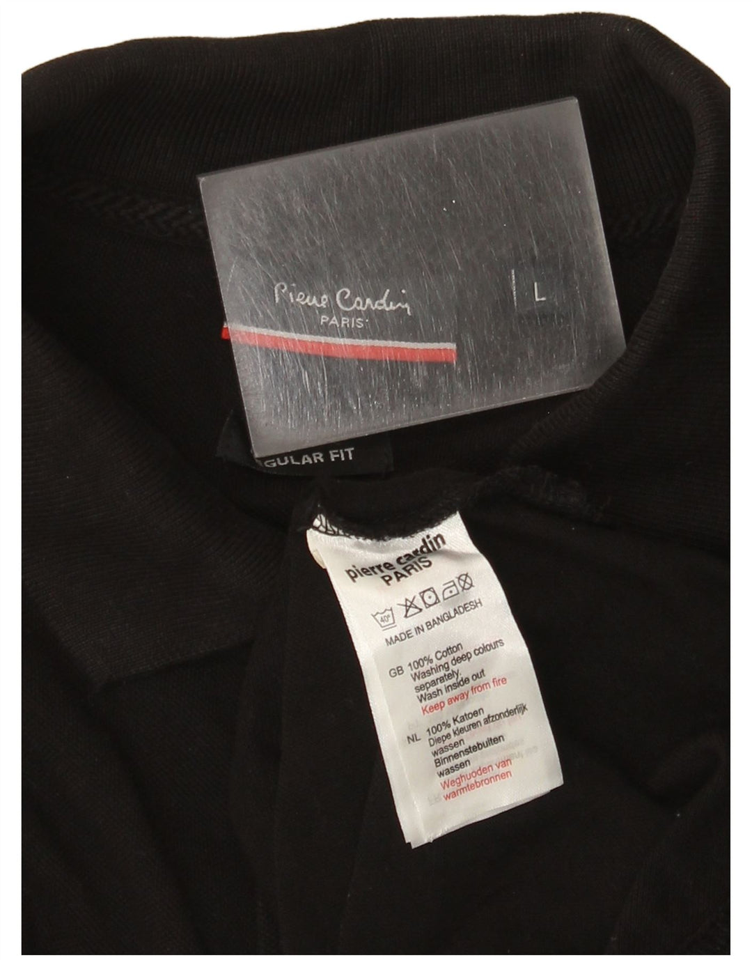 Pierre Cardin Mens Regular Fit Polo Shirt Large Black Cotton